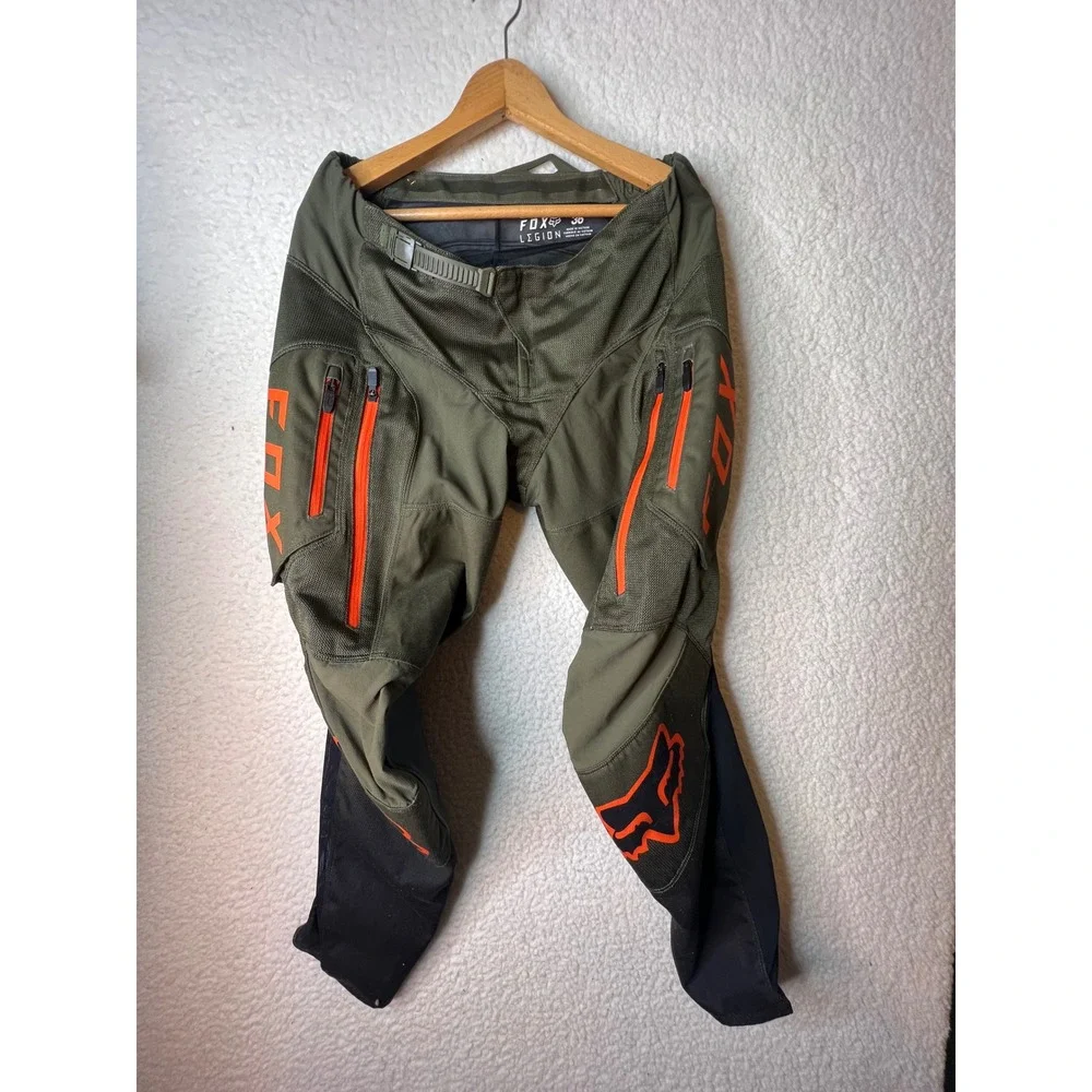 Fox Racing Legion Motocross Pants Mens 36 Olive Green Orange Off-Road MX Gear - Picture 1 of 9